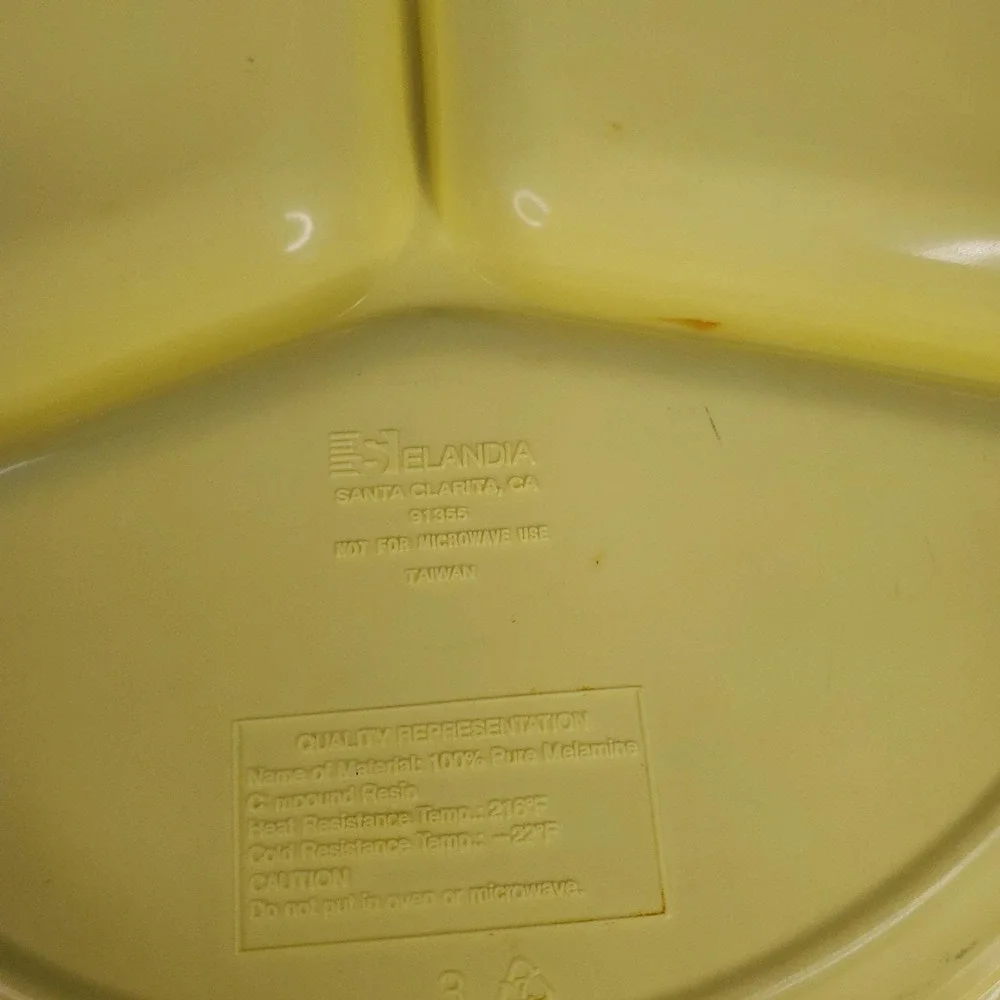 Selandia Vintage Barney The Dinosaur Divided Melamine Plate 3 Sections